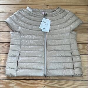 NWT Cotes Puffer Vest Size XL Women’s Camel Full Zip 750 Fill Feather Down
